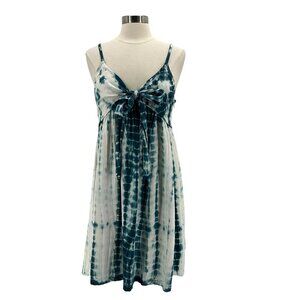 NWT Attic Salt Brittney Knot Tie Dye Teal Blue V-Neck Dress Womens Medium